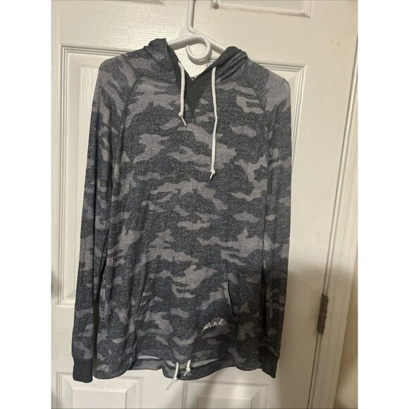 PINK Victoria Secret Gray Camo Cropped Pullover Hoodie Sweater Women's Size XS - Picture 1 of 4